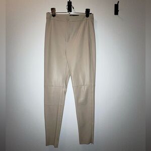 Zara Cream Leather Fitted Pants with hidden zipper on ankles